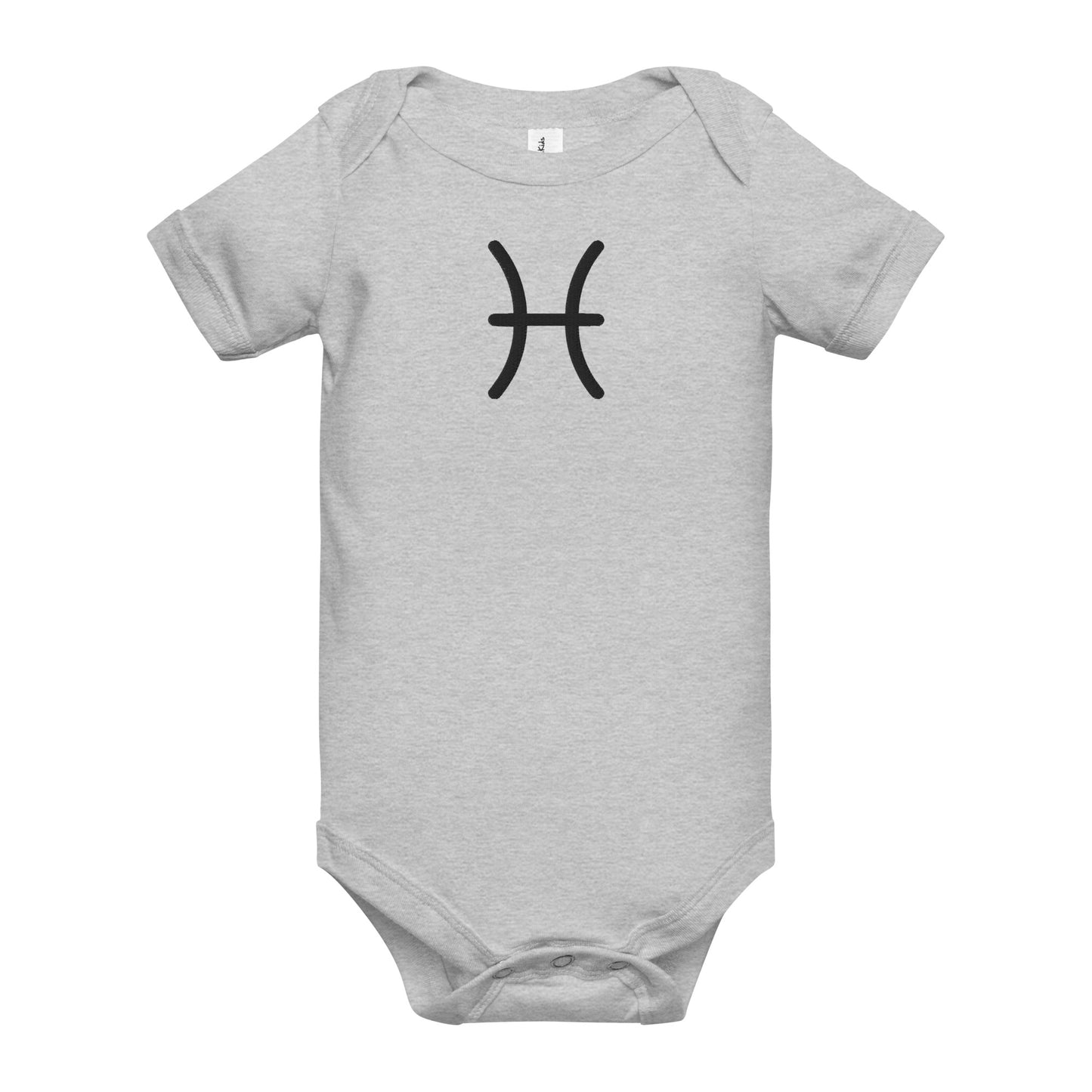 Black Embroidered Pisces Baby short sleeve onesie