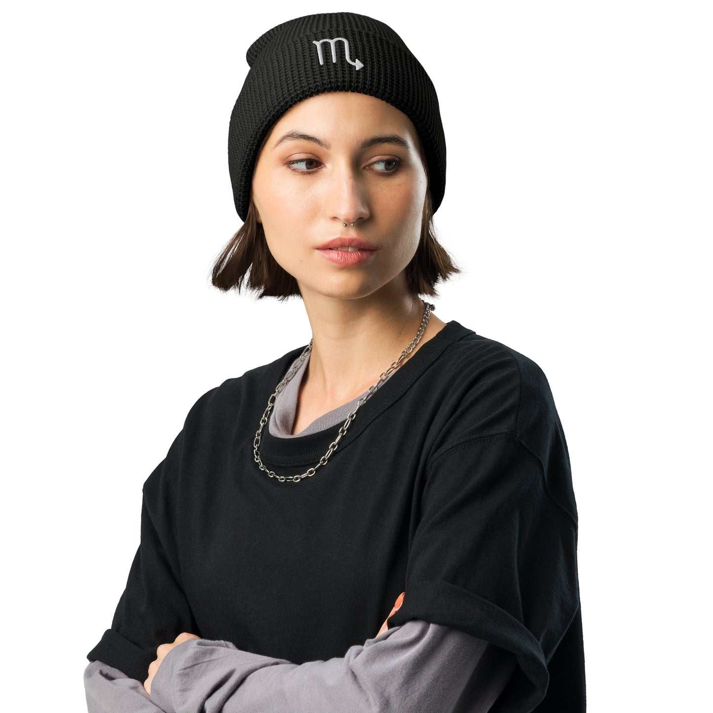 White Scorpio Waffle beanie