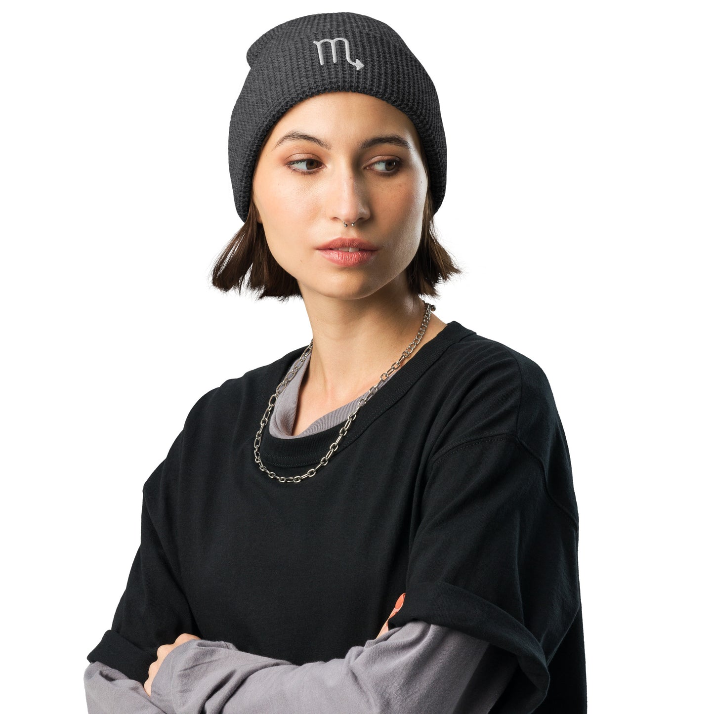 White Scorpio Waffle beanie