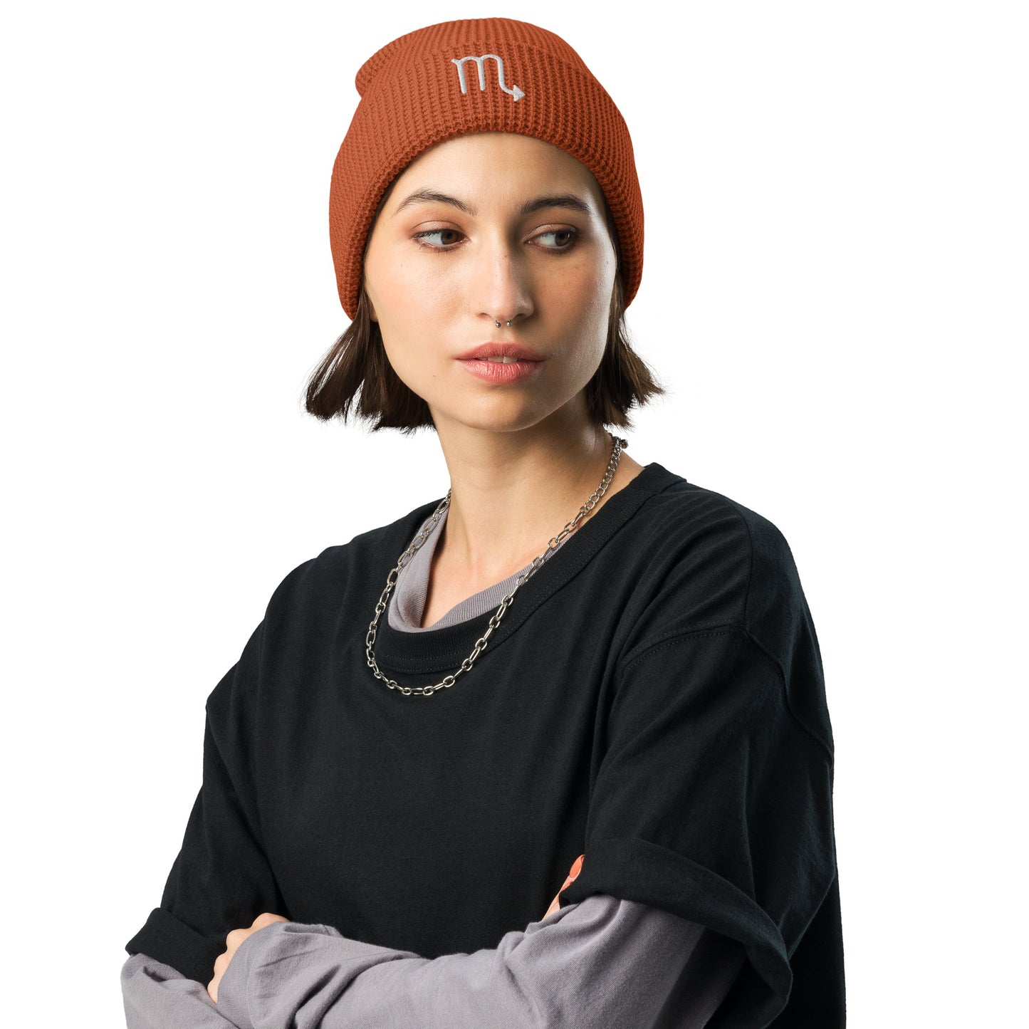 White Scorpio Waffle beanie