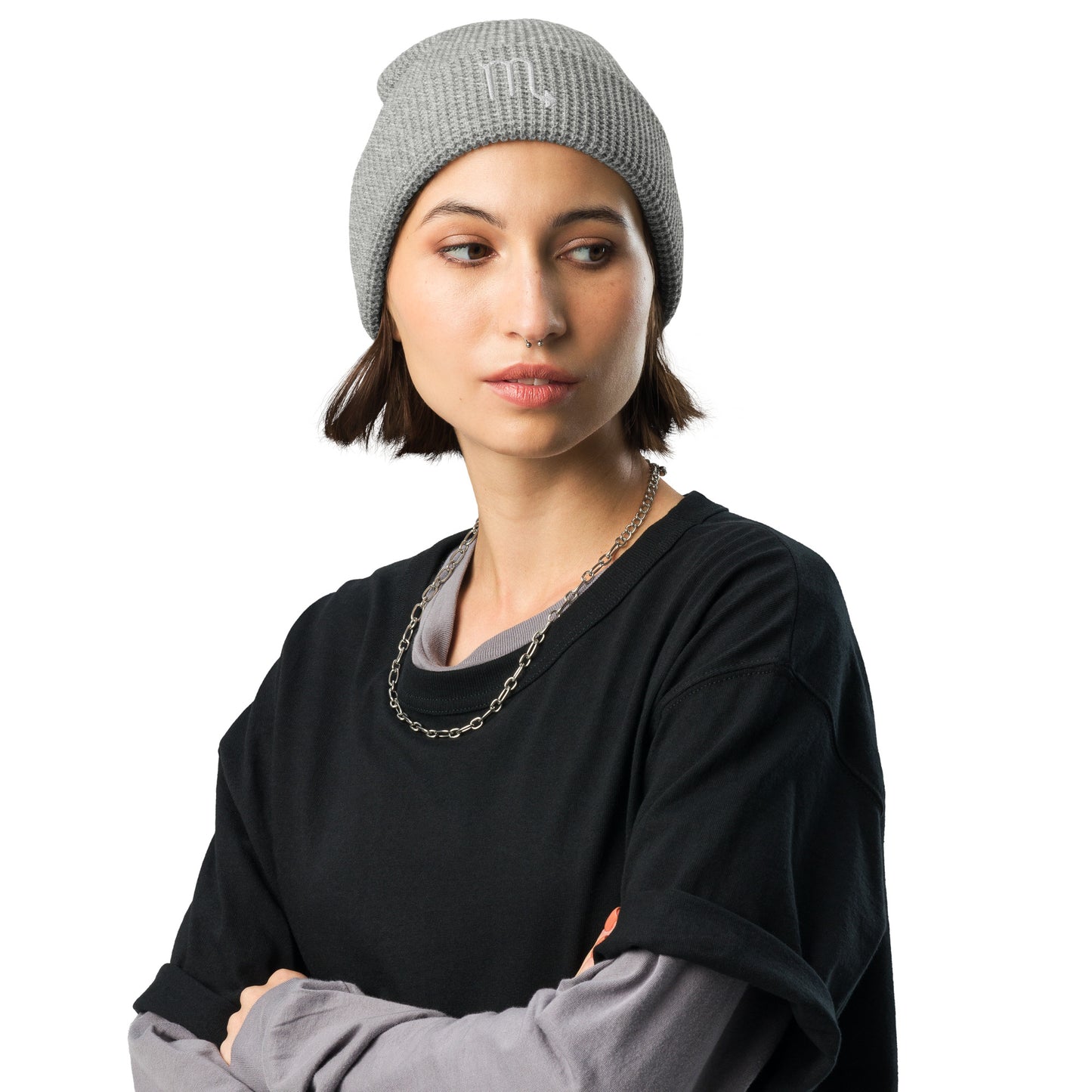 White Scorpio Waffle beanie