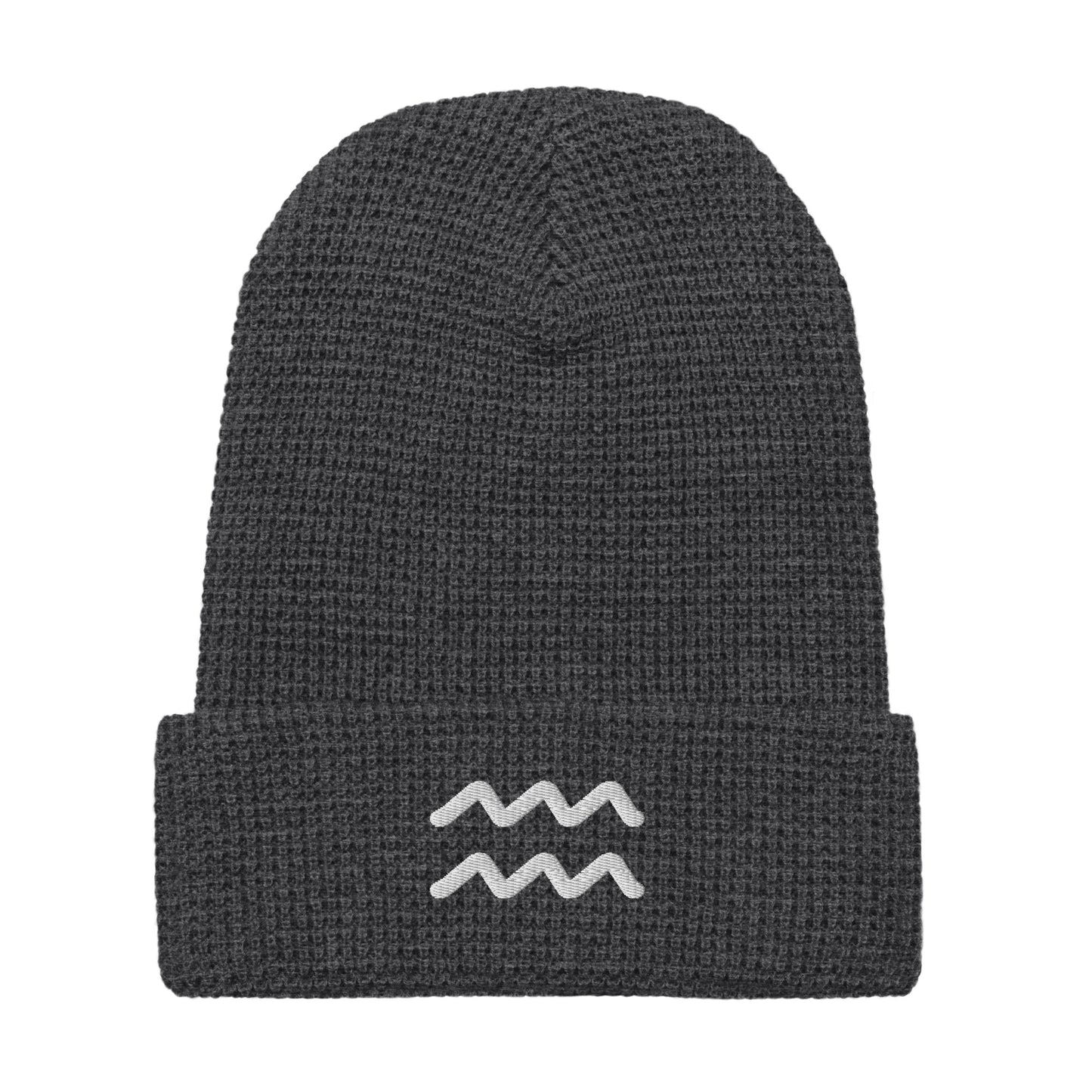 Aquarius in White Waffle beanie