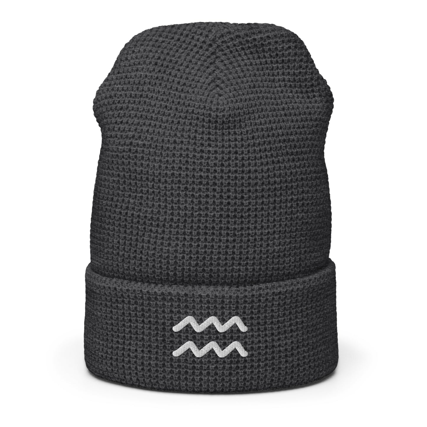 Aquarius in White Waffle beanie