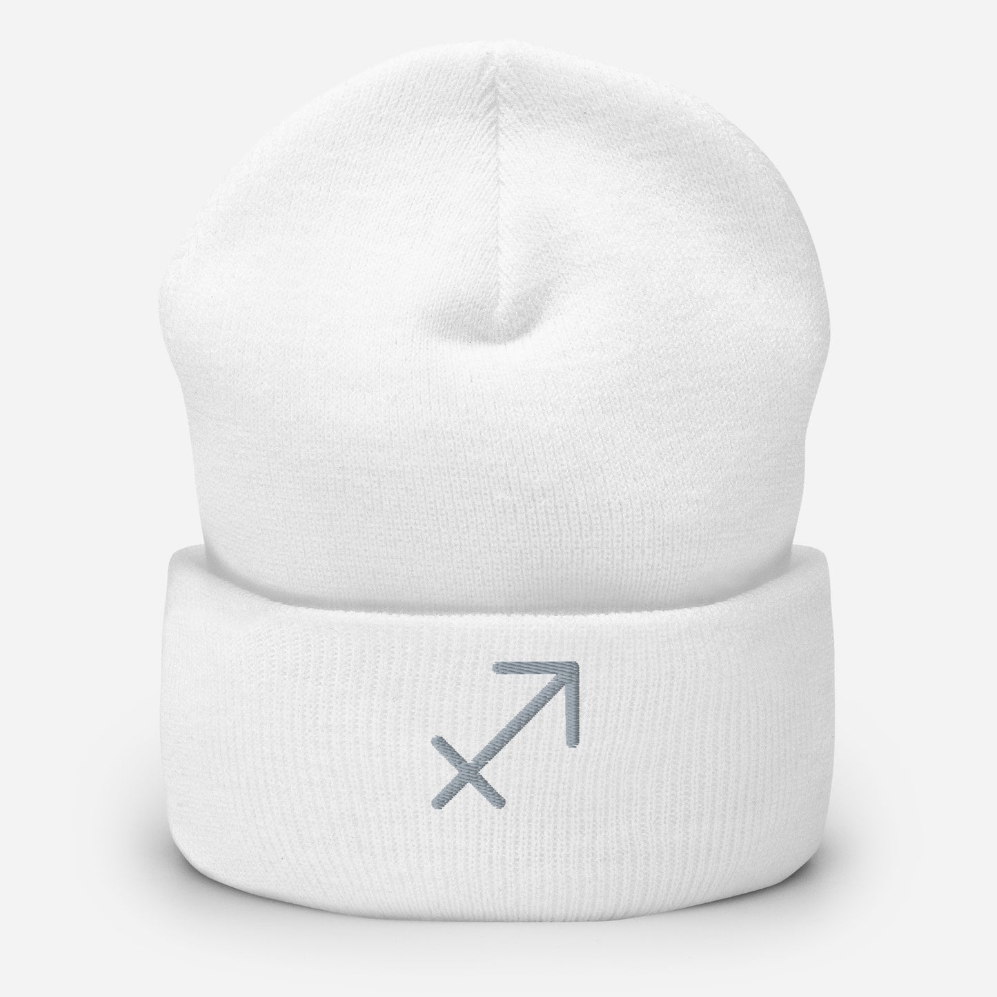 Sagittarius White Cuffed Beanie