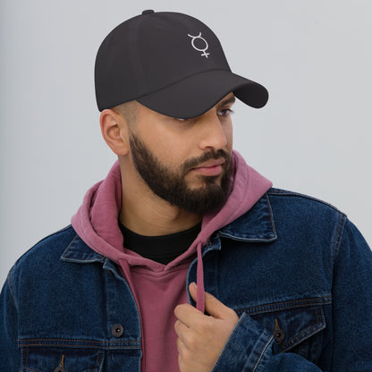 Mercury White Writing Dad hat