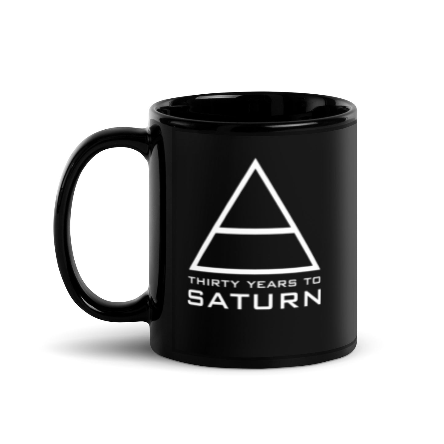 Thirty Years To Saturn Black Glossy Mug