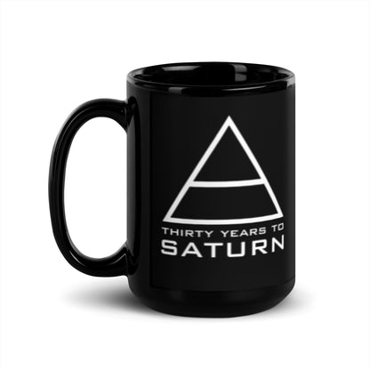 Thirty Years To Saturn Black Glossy Mug