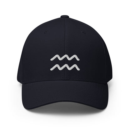 Aquarius in White Structured Twill Cap