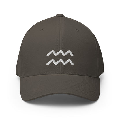 Aquarius in White Structured Twill Cap