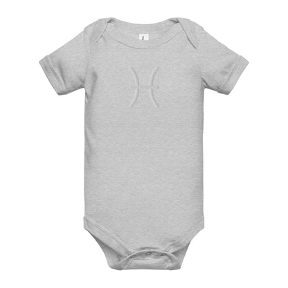 White Embroidered Pisces Baby short sleeve onesie