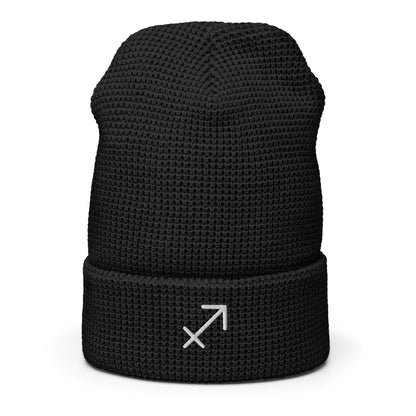 Sagittarius in White Waffle beanie