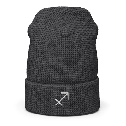Sagittarius in White Waffle beanie