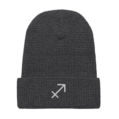 Sagittarius in White Waffle beanie