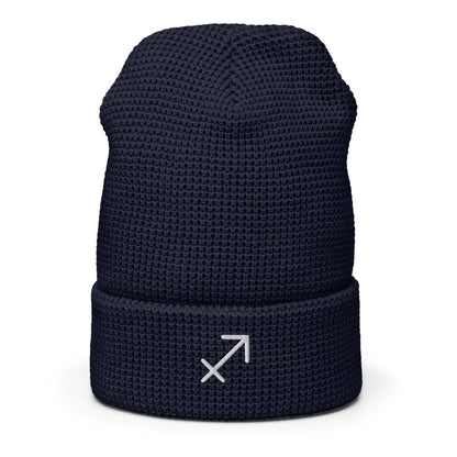 Sagittarius in White Waffle beanie