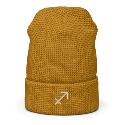 Sagittarius in White Waffle beanie