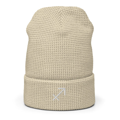 Sagittarius in White Waffle beanie