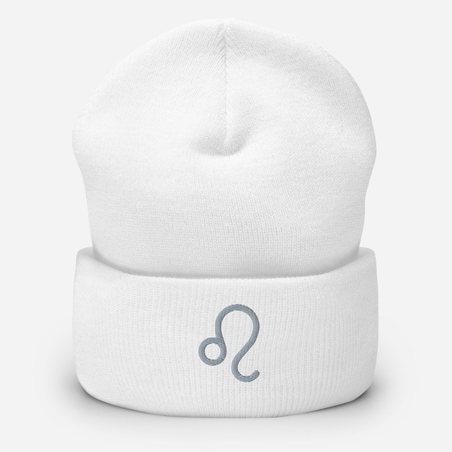 Leo White Cuffed Beanie