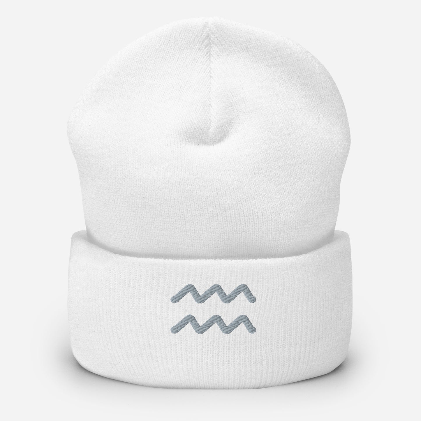 Aquarius White Cuffed Beanie