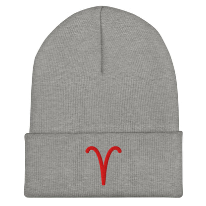 Red Aries Cuffed Beanie
