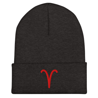Red Aries Cuffed Beanie