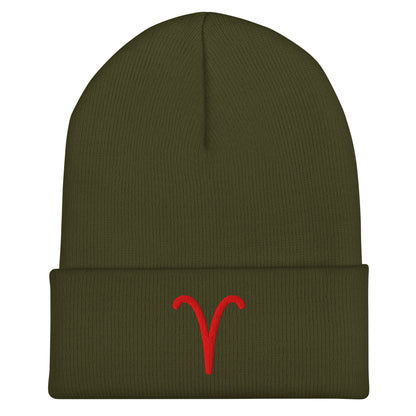 Red Aries Cuffed Beanie