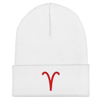 Red Aries Cuffed Beanie