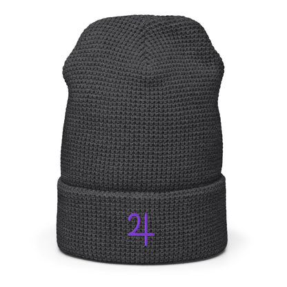 Jupiter Purple Embroidered Waffle beanie
