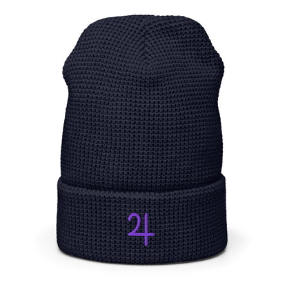 Jupiter Purple Embroidered Waffle beanie