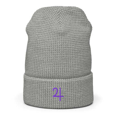 Jupiter Purple Embroidered Waffle beanie